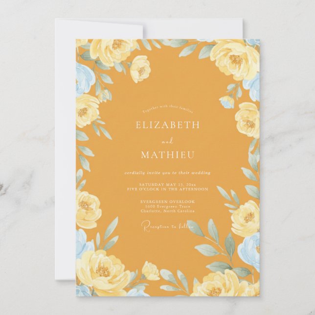 Convite Casamento Flor de Ocre (Frente)