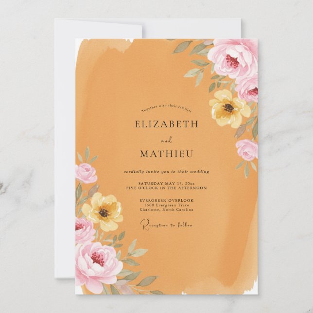 Convite Casamento Flor de Ocre (Frente)