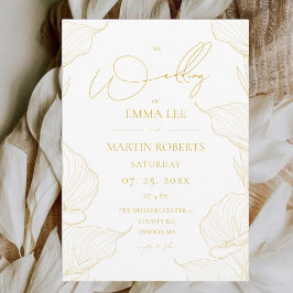 Convite Casamento Flor de Ouro Delicado e Elegante