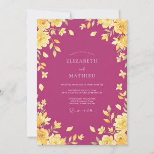 Convite Casamento Flor de Ouro Magenta