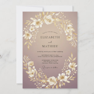 Convite Casamento Flor de Ouro Malva