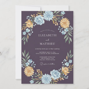 Convite Casamento Flor de Ouro Morno Ameixa