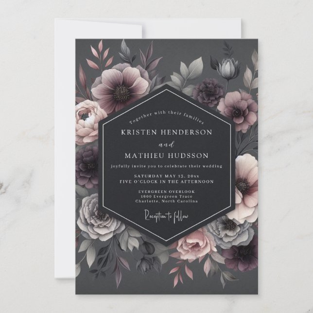 Convite Casamento Flor de Penumbra Roxa (Frente)