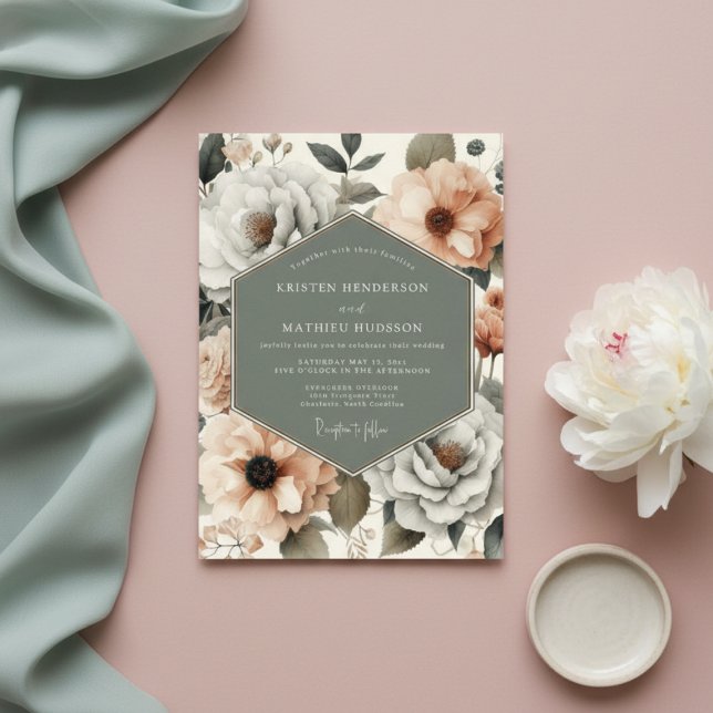 Convite Casamento Flor de Pêssego (Criador carregado)