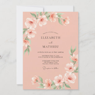 Convite Casamento Flor de Pêssego Arejado