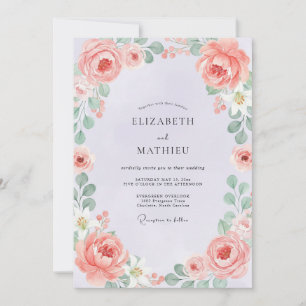 Convite Casamento Flor de Pêssego Coral