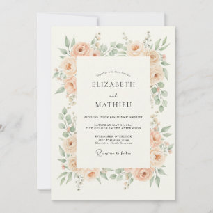 Convite Casamento Flor de Pêssego Etéreo