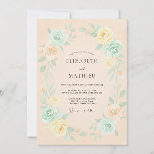 Convite Casamento Flor de Pêssego Etéreo