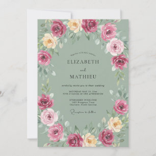 Convite Casamento Flor de Pêssego Magenta