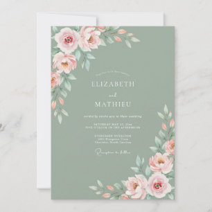 Convite Casamento Flor de Pêssego Pálido Etéreo