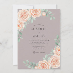 Convite Casamento Flor de Pêssego Sereno Malva