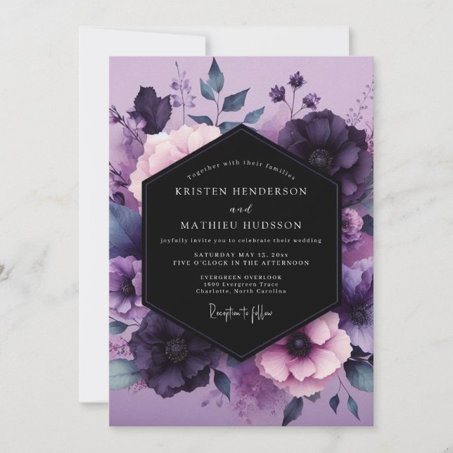 Convite Casamento Flor de Plum Vesperal (Frente)