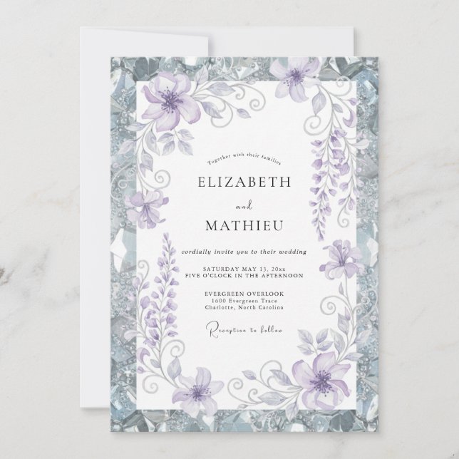 Convite Casamento Flor de Prata e Vinca (Frente)