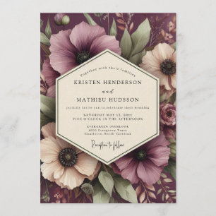 Convite Casamento Flor de Romantismo Damson