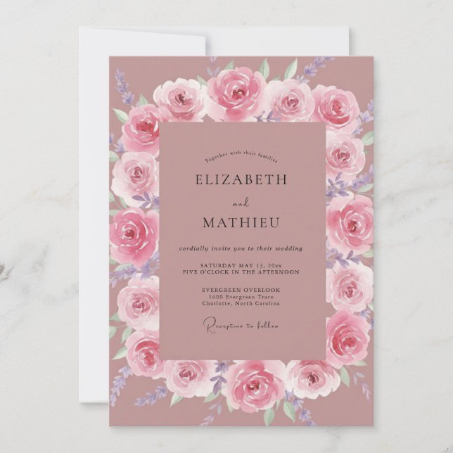 Convite Casamento Flor de Rosa (Frente)