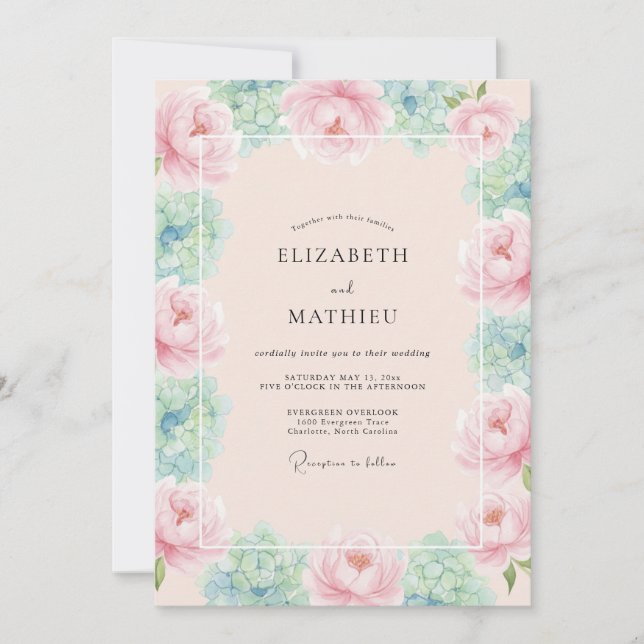 Convite Casamento Flor de Rosa (Frente)