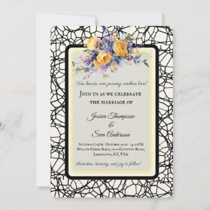 Convite Casamento Flor de Rosa Amarela Romântica Moderna