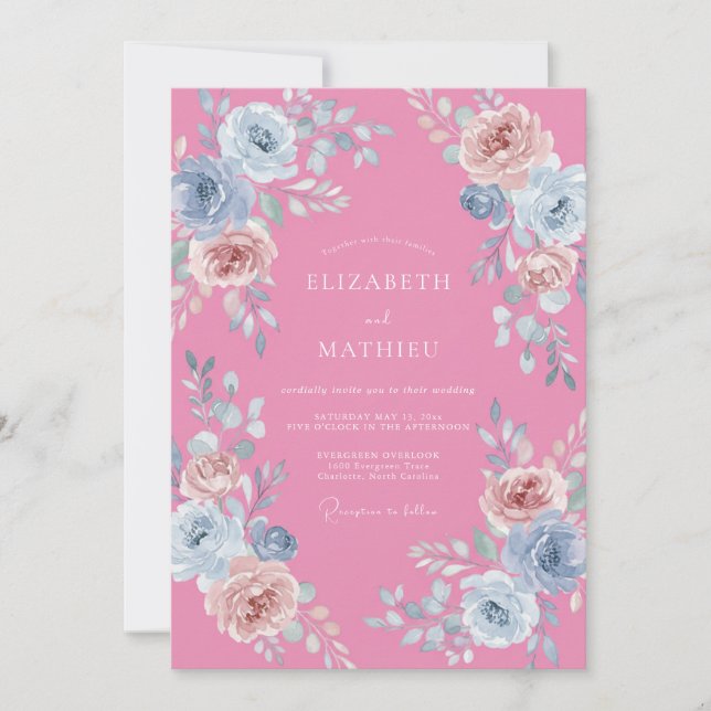 Convite Casamento Flor de Rosa Dourada (Frente)