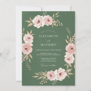 Convite Casamento Flor de Rosa Empoeirada