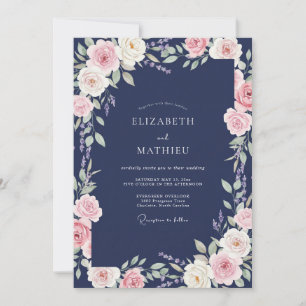 Convite Casamento Flor de Rosa Índigo