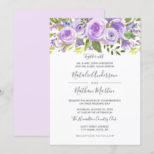 Convite Casamento Flor de Rosa Lavanda Roxa