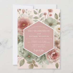Convite Casamento Flor de Rosa Painterly