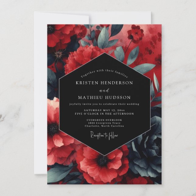 Convite Casamento Flor de Ruby Nocturne (Frente)