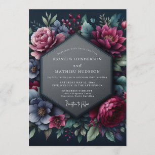 Convite Casamento Flor de Sabugueiro Slate