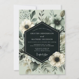 Convite Casamento Flor de Salsa Verde Pintado