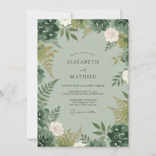 Convite Casamento Flor de Samambaia Celadon