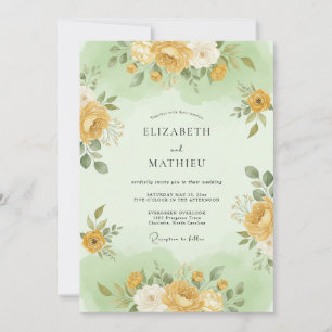 Convite Casamento Flor de Seda Verde Áurea