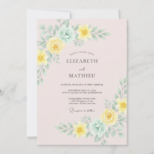 Convite Casamento Flor de Seda Verde Menta