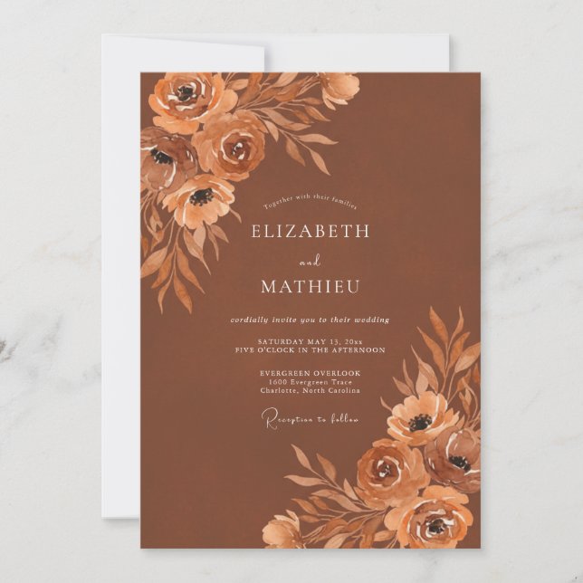 Convite Casamento Flor de Sienna (Frente)