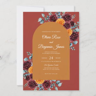 Convite Casamento Flor de Sienna Marrom