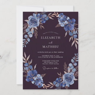 Convite Casamento Flor de Slate Berinjela