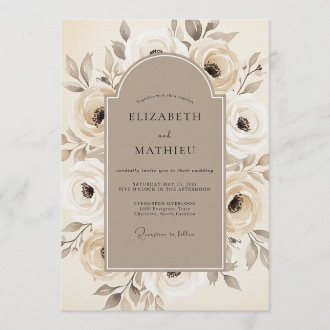 Convite Casamento Flor de Tan Floral (Frente)