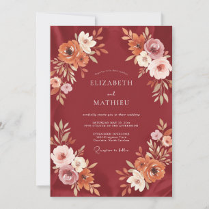 Convite Casamento Flor de Terracota Marrom