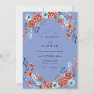 Convite Casamento Flor de Terracota Periwinkle