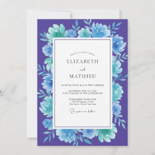 Convite Casamento Flor de Turquesa Violeta Boho