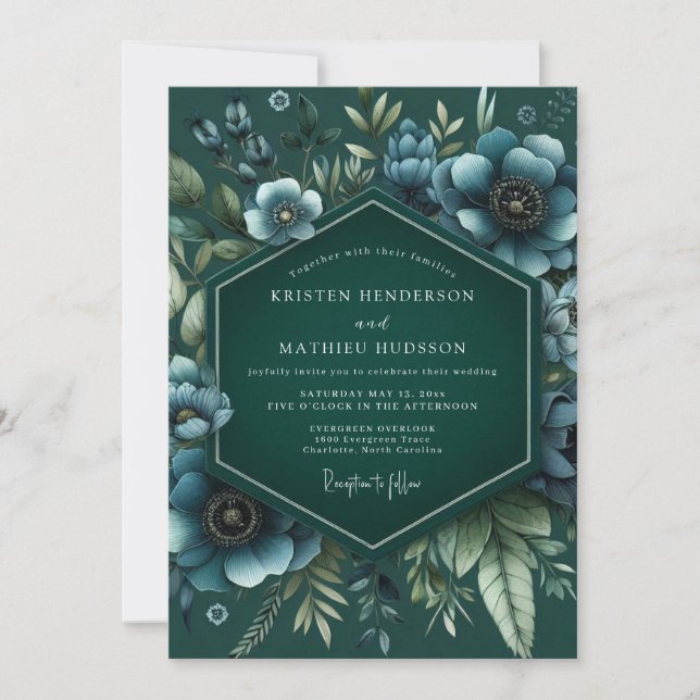 Convite Casamento Flor de Umbra Esmeralda (Frente)