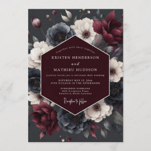 Convite Casamento Flor de Vésper de Ardósia Borgonha