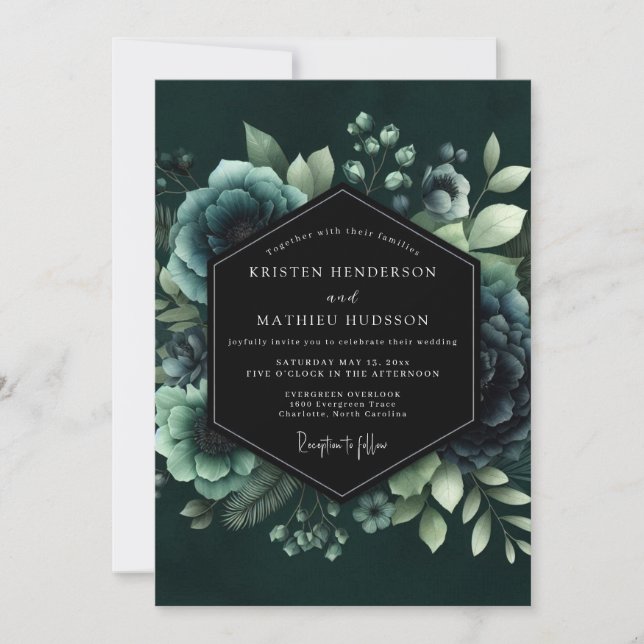 Convite Casamento Flor de Véspera Azul (Frente)