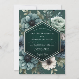 Convite Casamento Flor de Véu Noturno Esmeralda