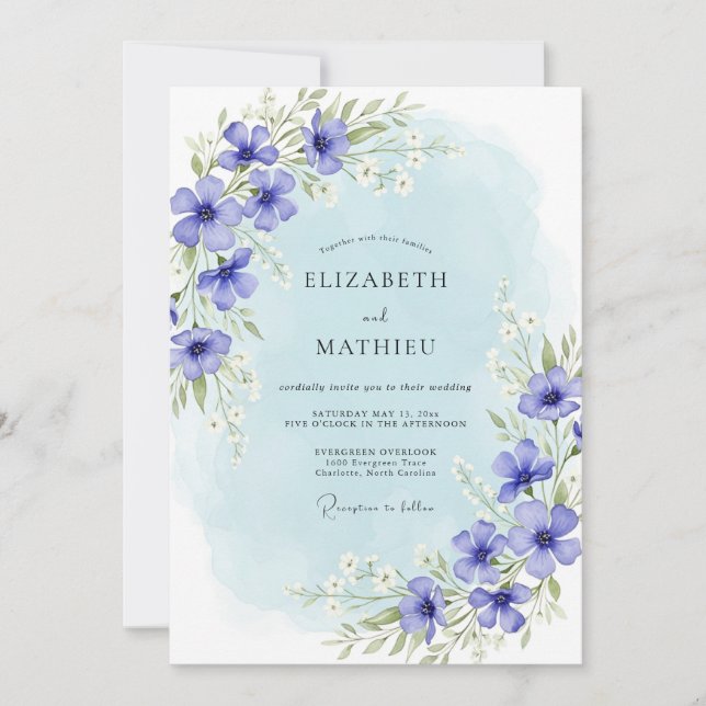 Convite Casamento Flor de Vinca Menor (Frente)