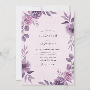 Convite Casamento Flor de Violeta Ameixa