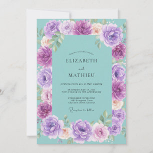Convite Casamento Flor de Violeta Aquática