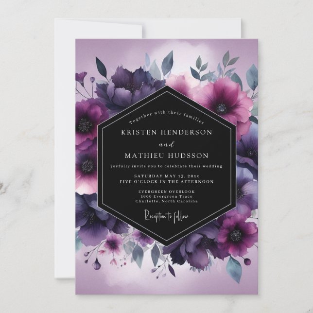 Convite Casamento Flor de Violeta Umbral (Frente)
