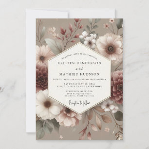 Convite Casamento Flor Desbotada de Rosewood
