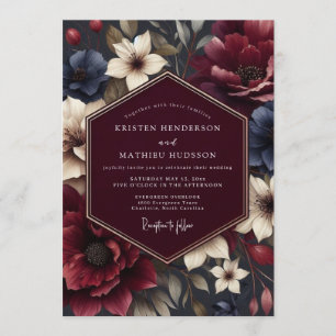Convite Casamento Flor Nocturna Carmesim