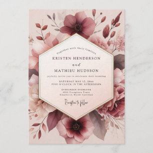 Convite Casamento Flor Romântica Malva